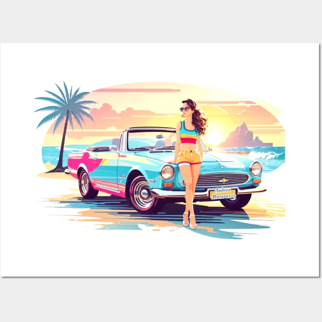 Girl with car and dream nature Wall Art by Andrea Matarazzo